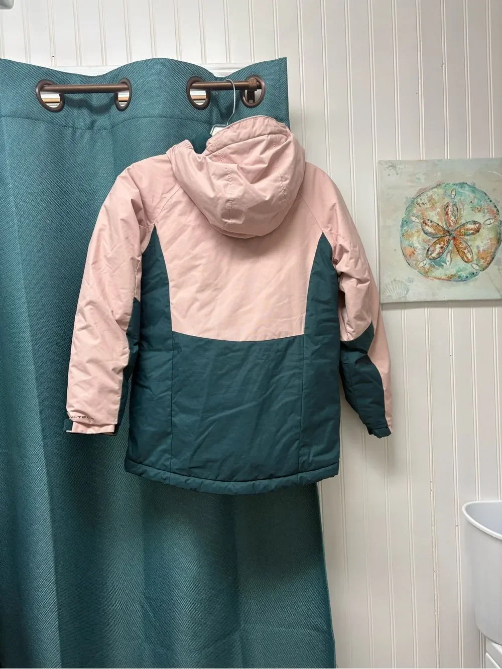 Columbia Omni Tech Greenish & Light Pink Hooded Winter Jacket Size Medium/10-12
